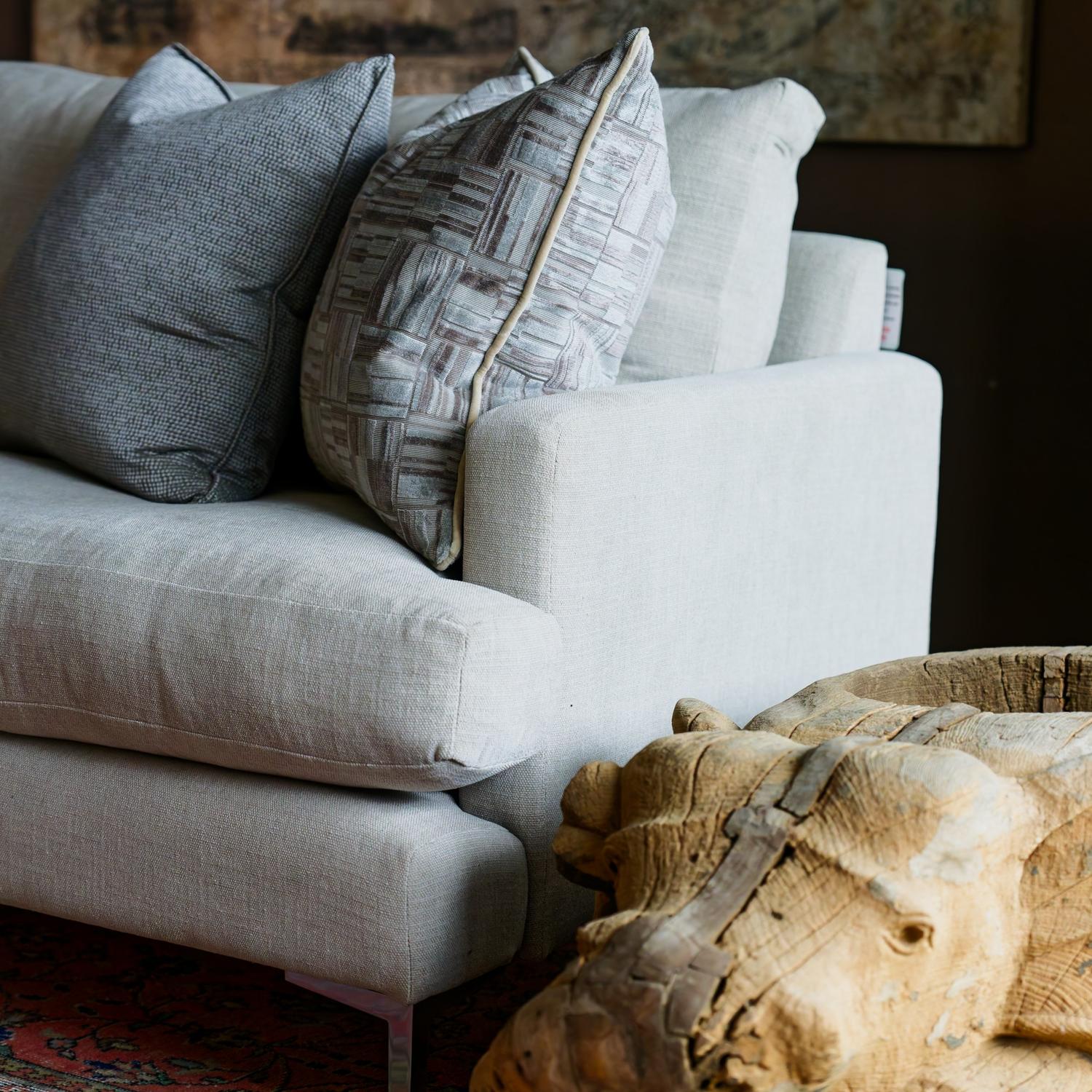 Madison Silver Sustainable Feather Cushion 55cm X 55cm - Andrew Martin Cotton Blend