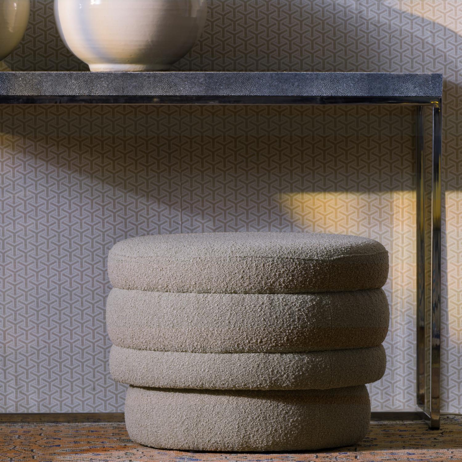 Teddy Stool Chair Dark Neutral - Andrew Martin Boucle
