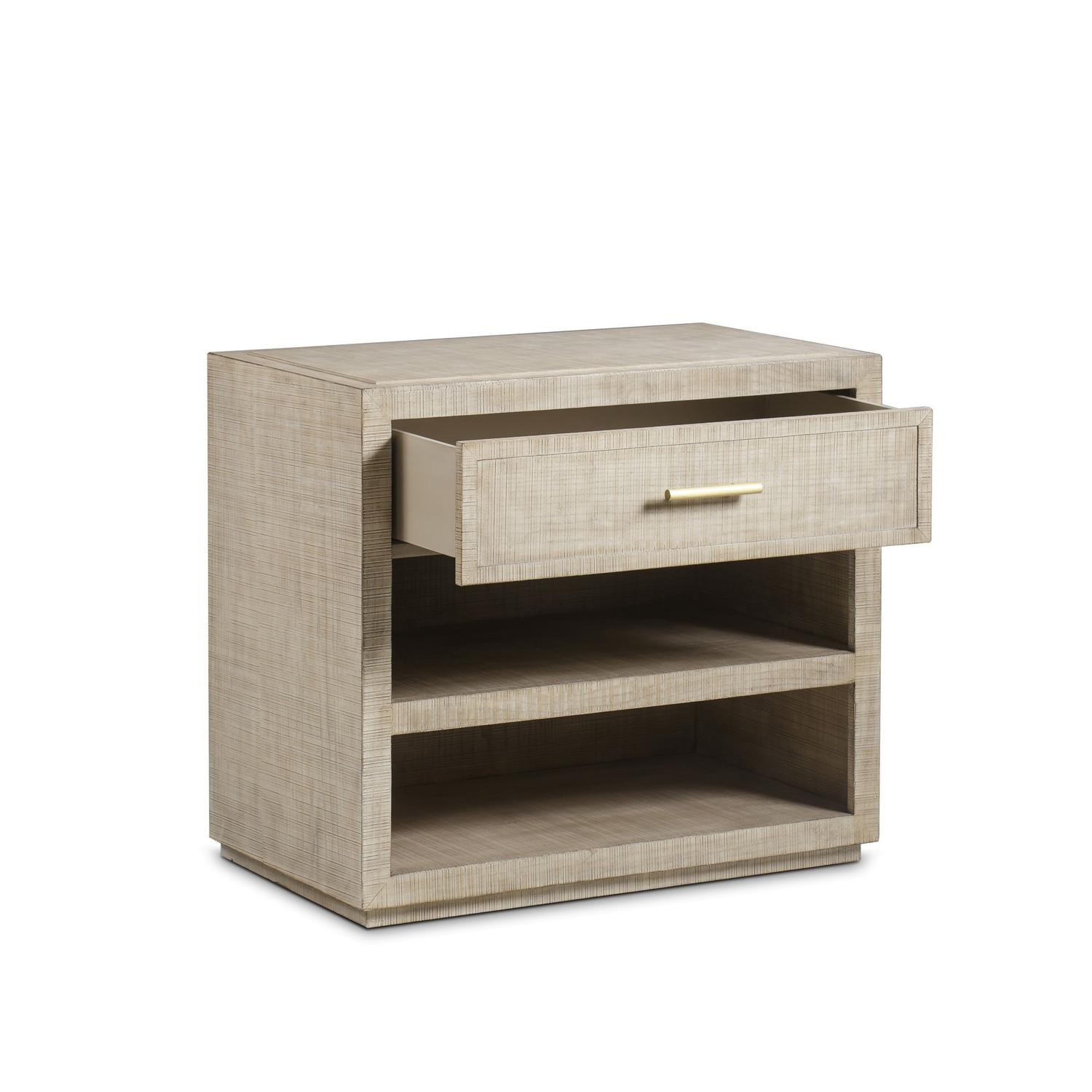 Raffles 1 Drawer Nightstand Natural Large Bedside Table Large - Andrew Martin