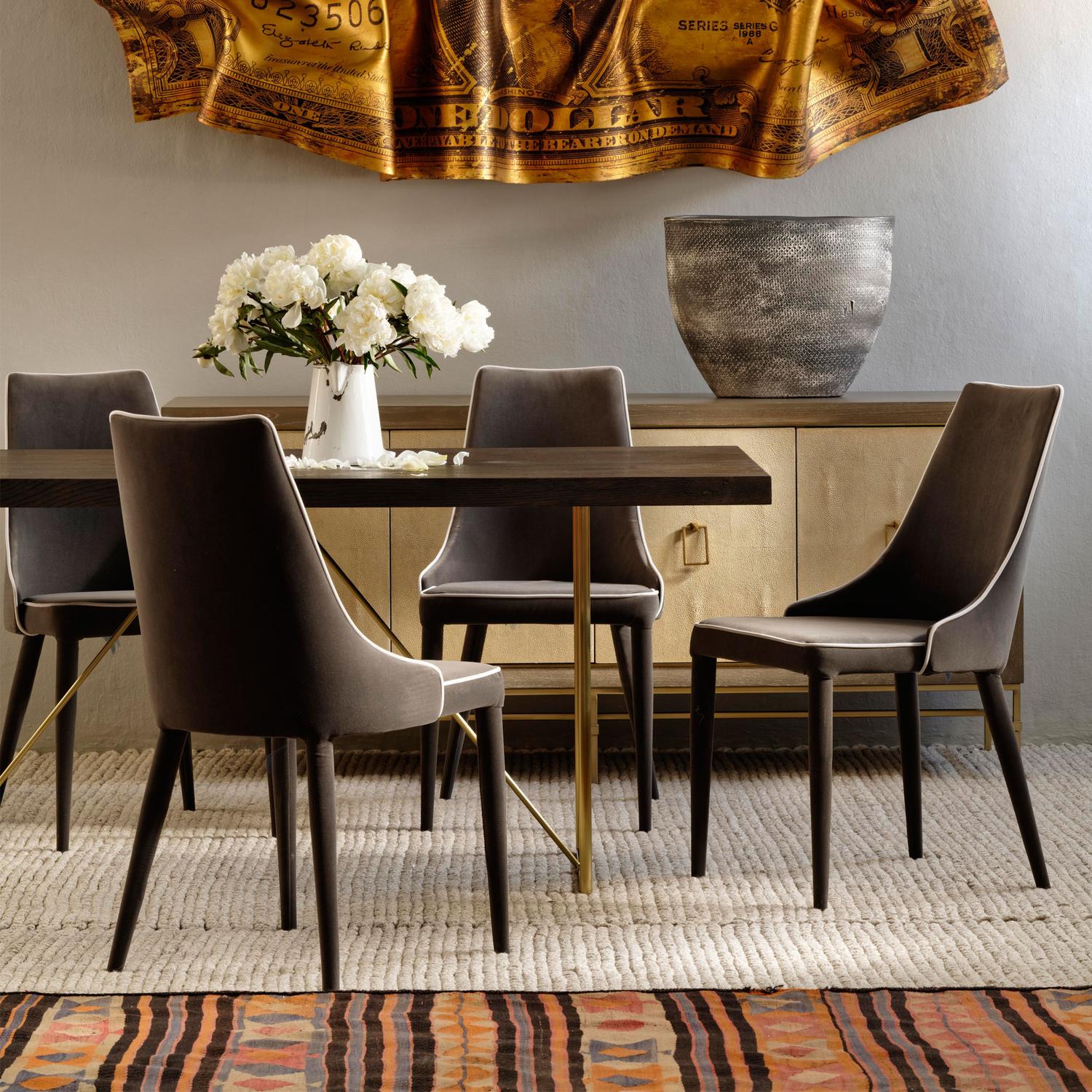 Saber Dining Chair Dining Chair Grey - Andrew Martin Velvet