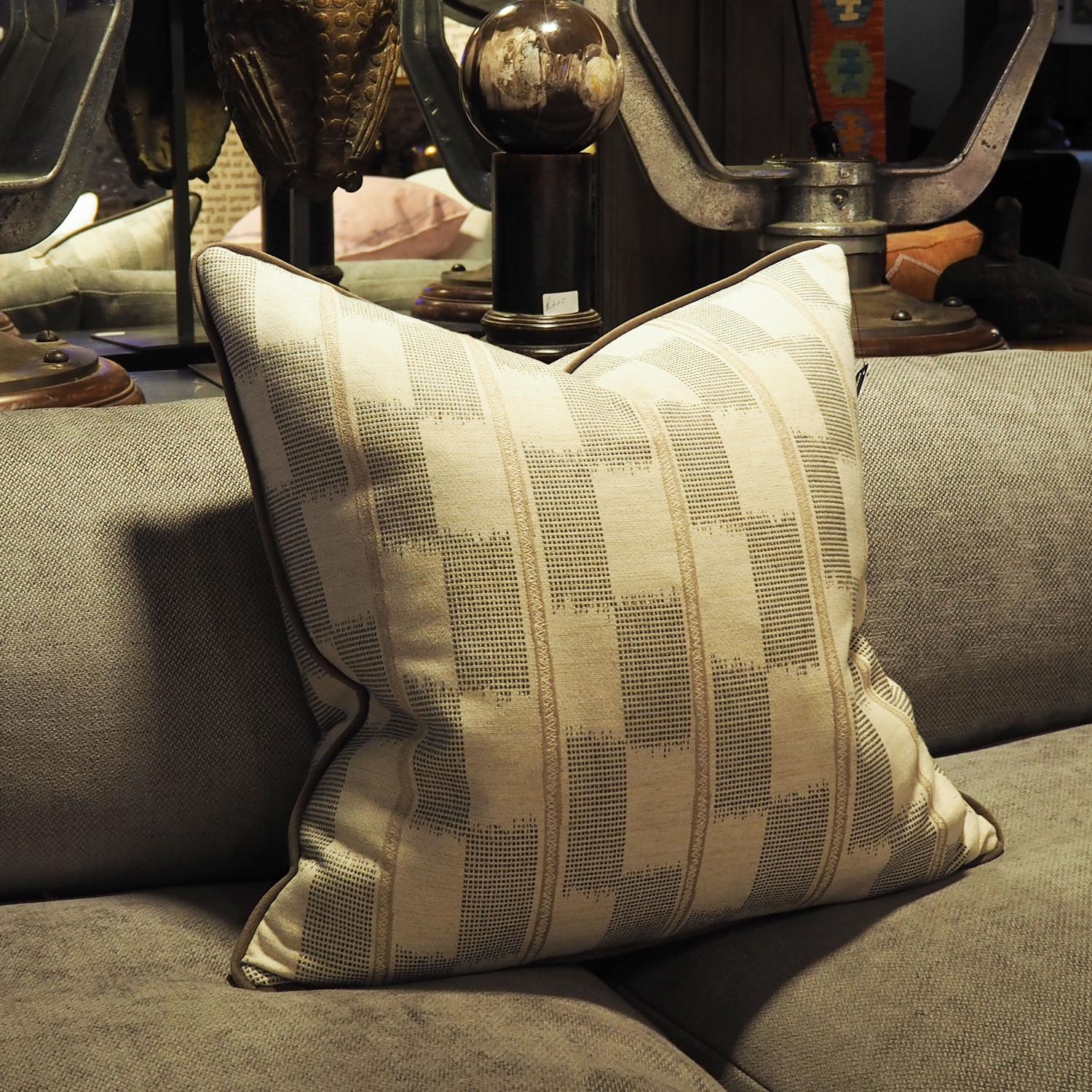 Positano Sand Sustainable Feather Cushion - Andrew Martin Cotton Blend Geometric