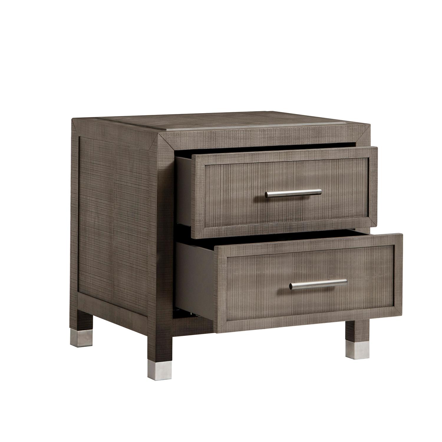 Raffles 2 Drawer Bedside Table Grey Bedside Table - Andrew Martin