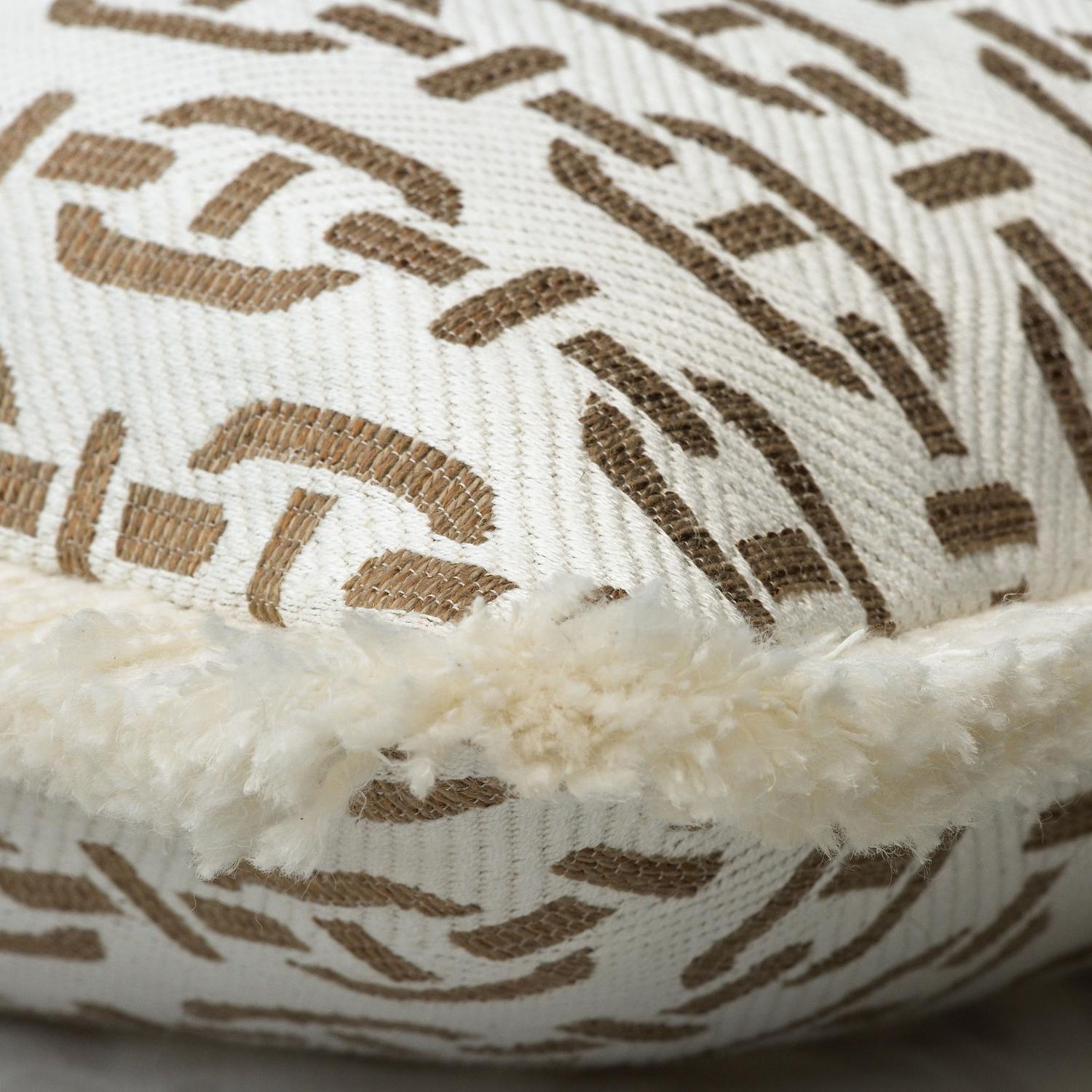 Burlington Tan Medium Rectangle Sustainable Feather Rectangle Cushion - Andrew Martin Sophie Paterson With Trim Fringe Cotton Blend Linen Blend