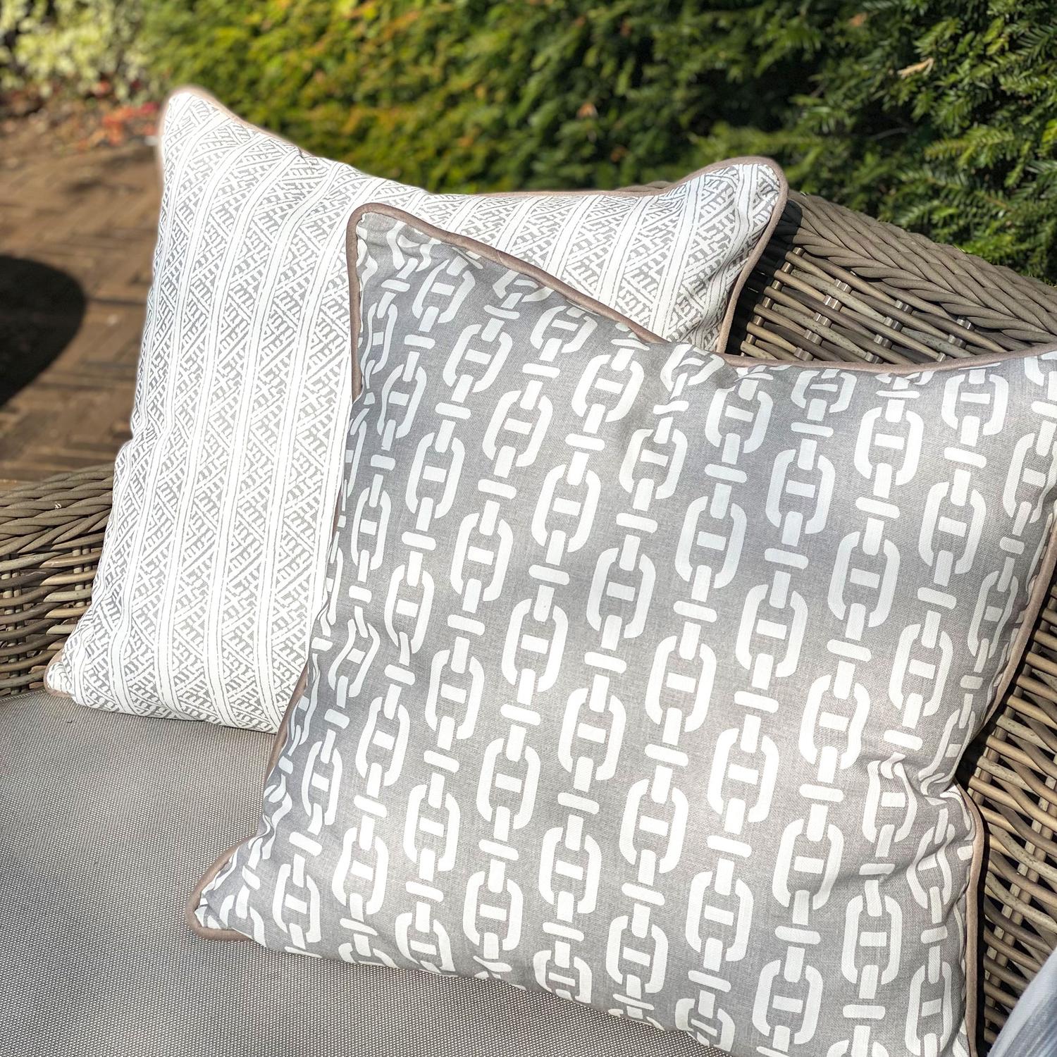 Ostuni Stripe Storm Outdoor Hollowfibre Cushion - Andrew Martin Sophie Paterson Geometric Stripe