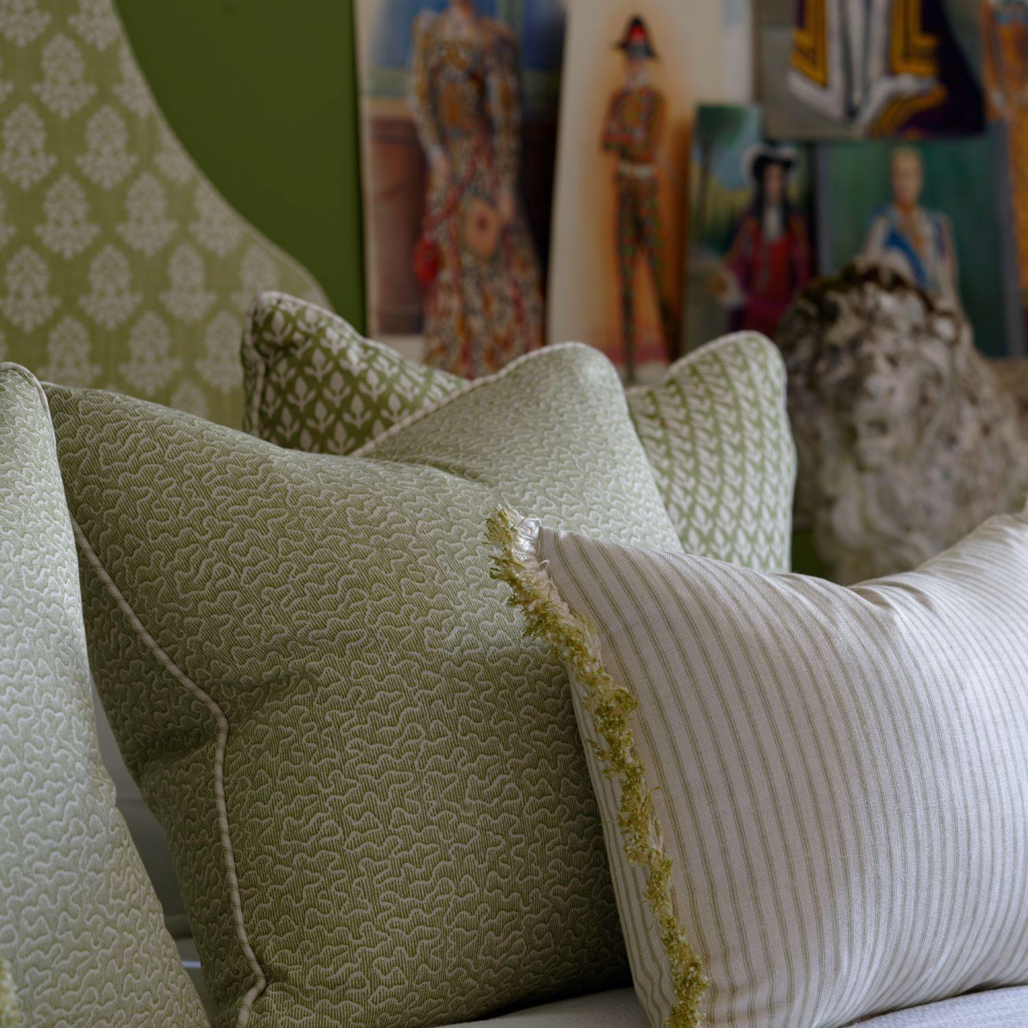 Pollen Leaf Sustainable Feather Cushion - Andrew Martin Eco-conscious Linen Blend Viscose Blend Small Prints