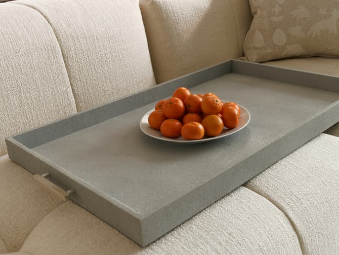 Santos decorative faux shagreen light grey tray - Andrew Martin