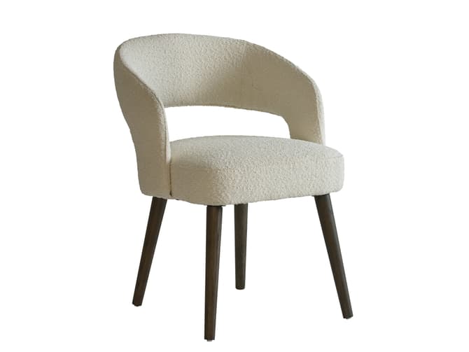 andrew martin Curved dining chair in off-white boucle Sale Home