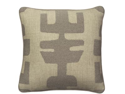 Cushion with geometric design, woven in smoky grey