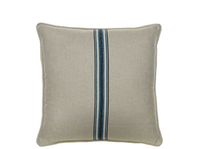 Linen cushion with a blue medal stripe