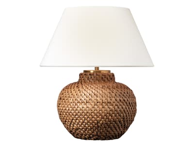Cordless rattan table lamp