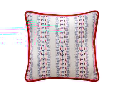 Cushion in vivid blue and red