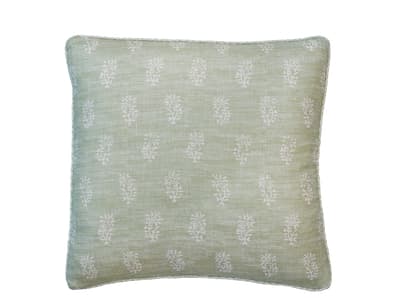 Botanical sprig cushion in light green
