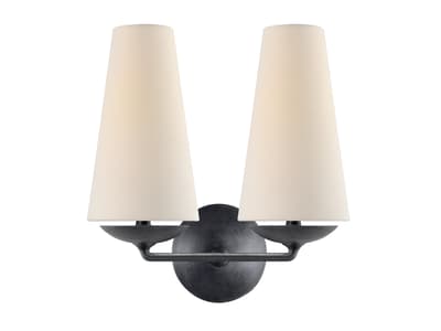double wall light in aged iron