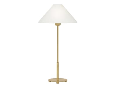 brass table lamp with linen shade