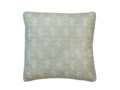 Botanical sprig cushion in light green