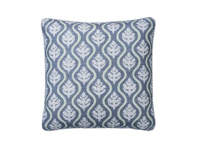 Leaf motif cushion in blue