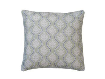 Leaf motif cushion in green
