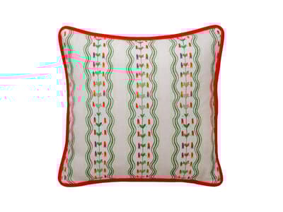 Cushion in vivid green stripes