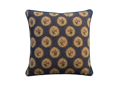 Floral cushion in deep blue