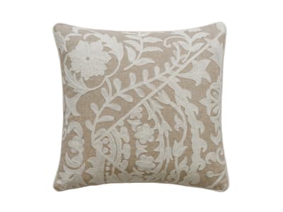 Calming floral embroidery cushion