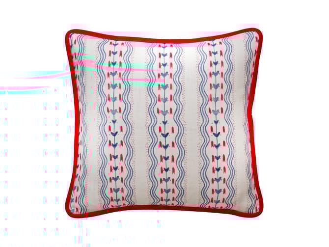 Cushion in vivid blue and red