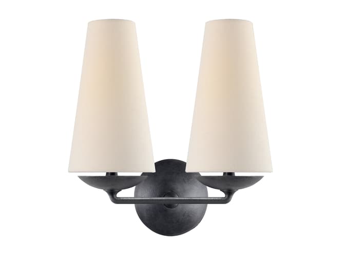 double wall light in aged iron