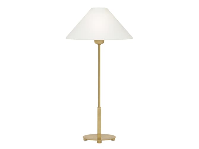 brass table lamp with linen shade
