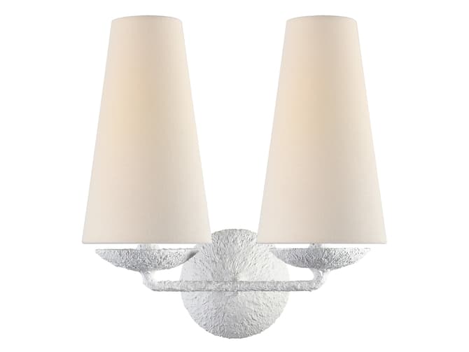Double wall light in white plaster