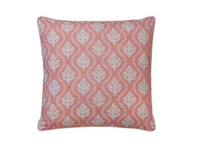 Leaf motif cushion in pink