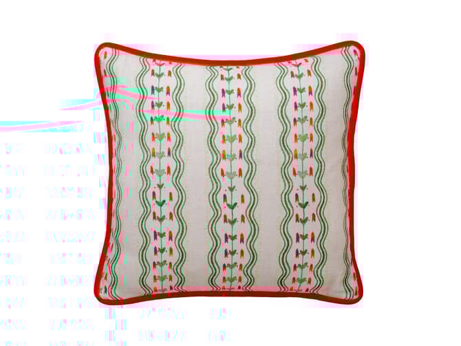 Cushion in vivid green stripes
