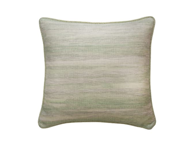 Cushion in gentle green brush marks