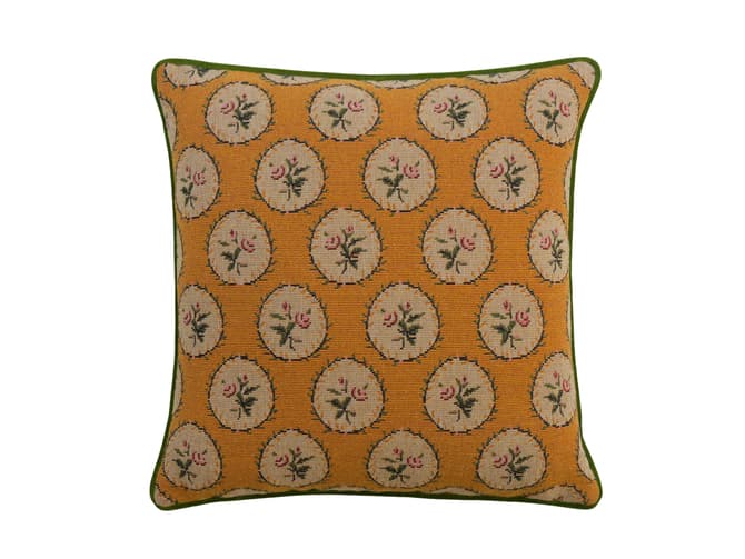 Floral cushion in yellow