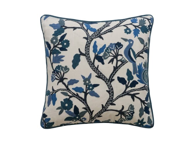 Poetic woodland embroidery cushion