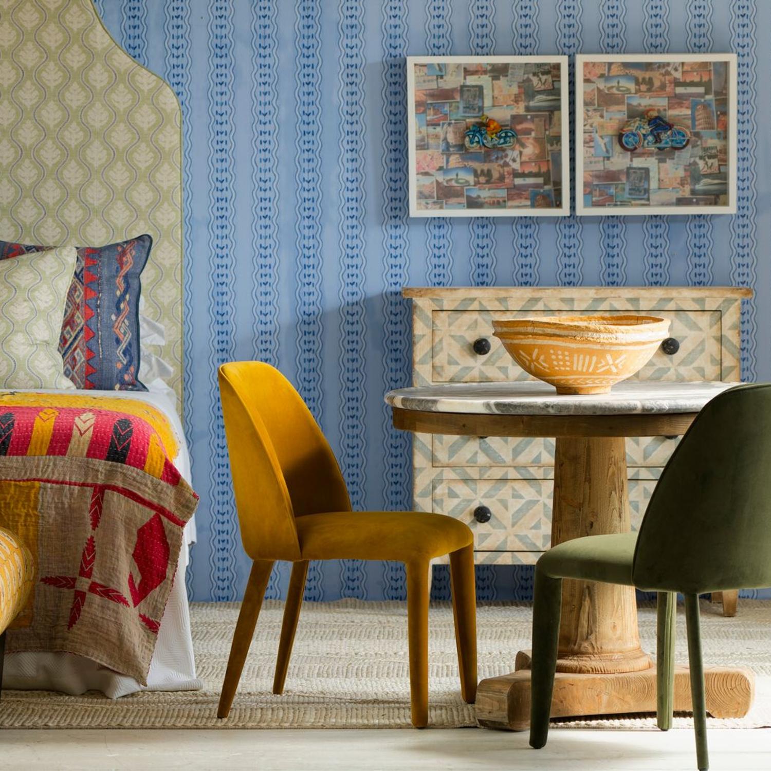 Carmen Ochre Chair - Andrew Martin Velvet