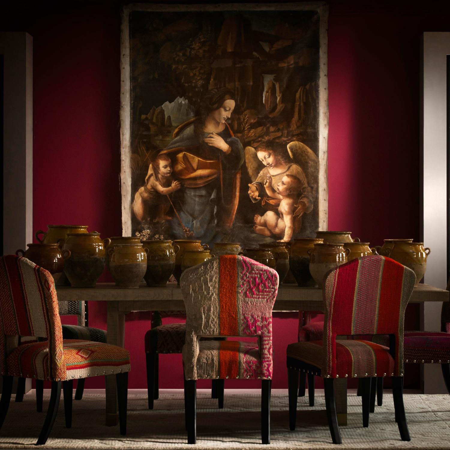 Bacall Jnr Dining Chair Andean Dining Chair Green Pink Orange - Andrew Martin Wool