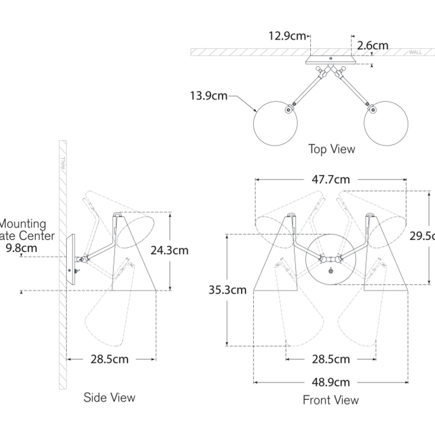 Clemente Double Wall Light Brass Black - Andrew Martin
