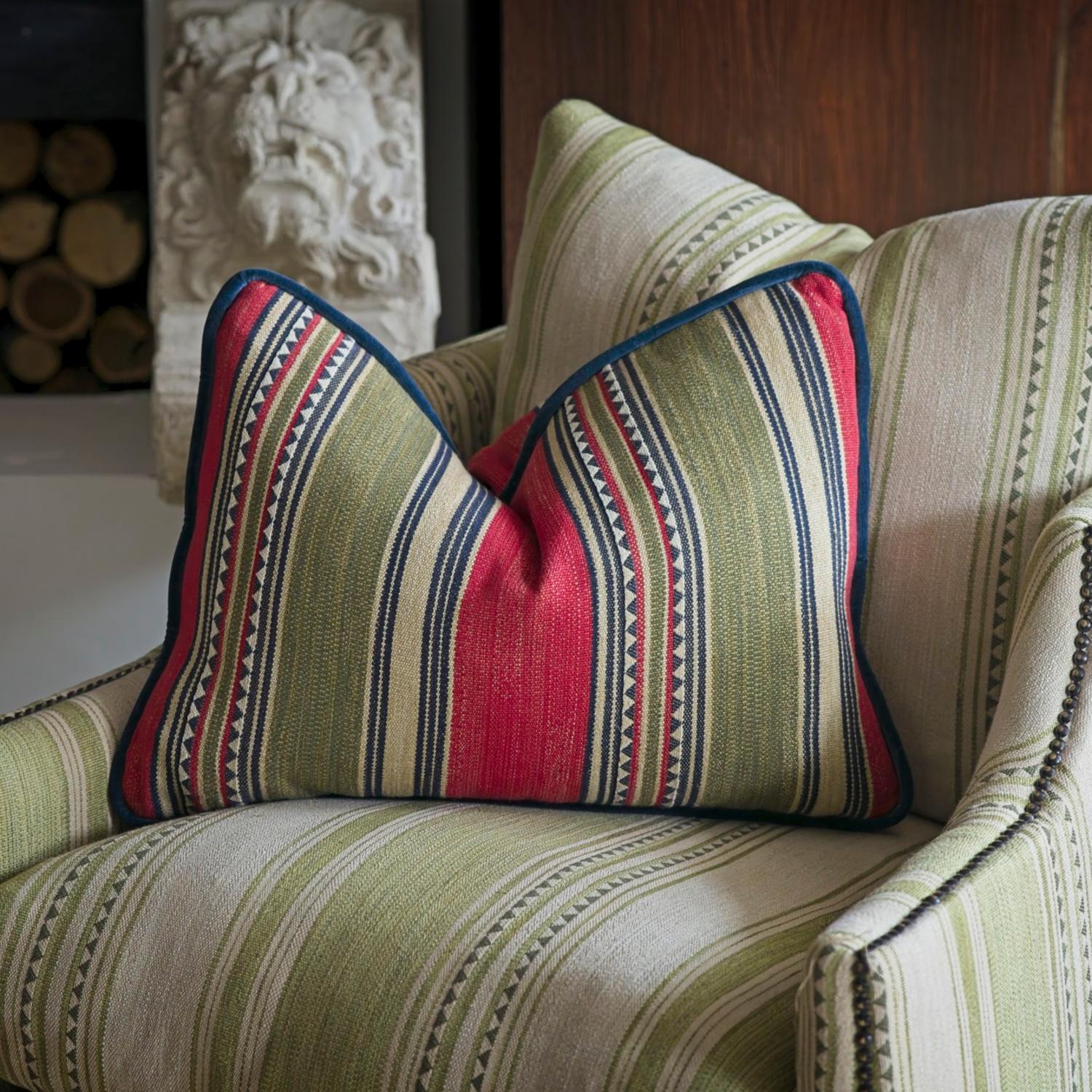 Las Salinas 4 Sustainable Feather Cushion 55cm X 40cm - Andrew Martin Cotton Blend Kilim Stripe