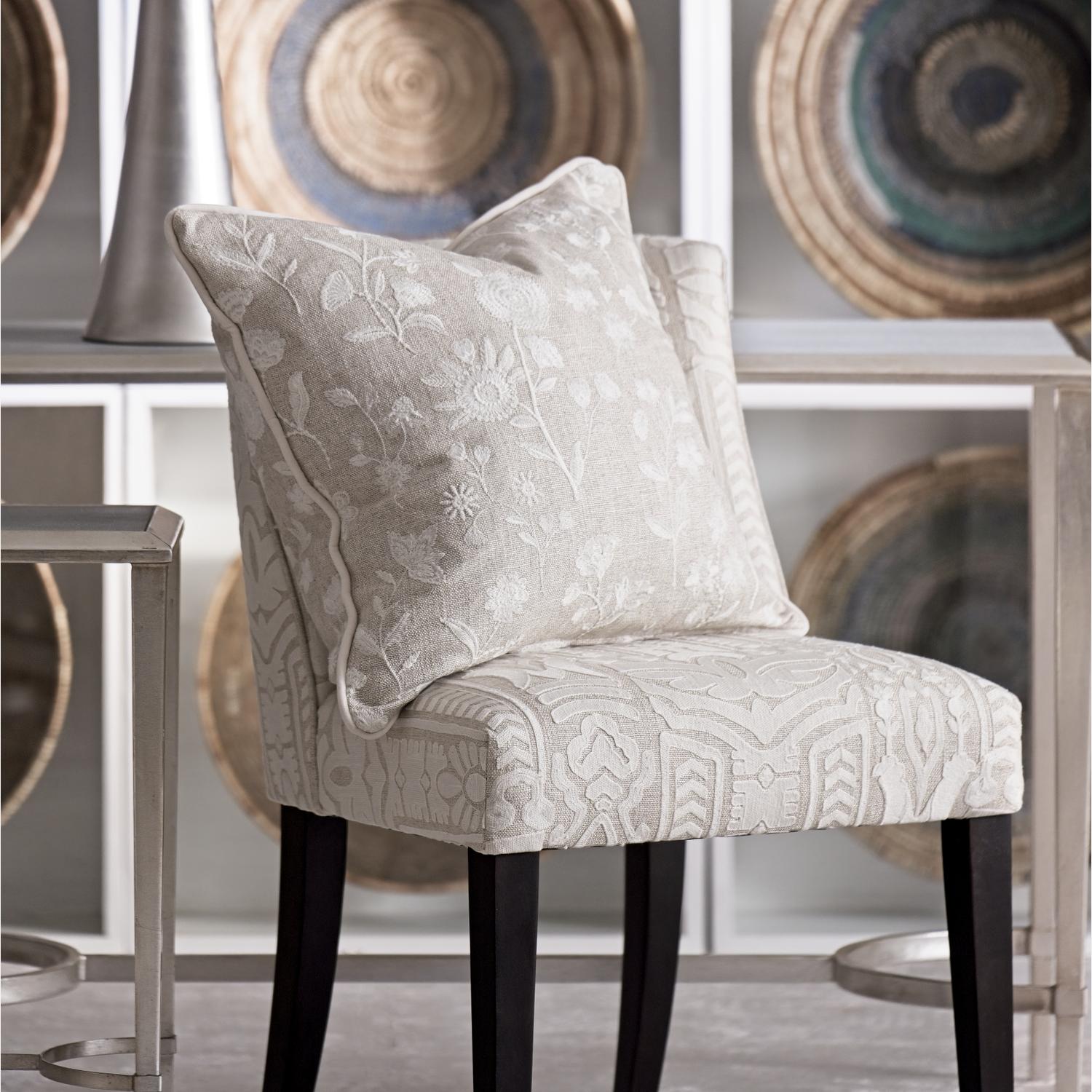 Fable Ivory Sustainable Feather Cushion - Andrew Martin Linen Linen Blend Embroidered Floral