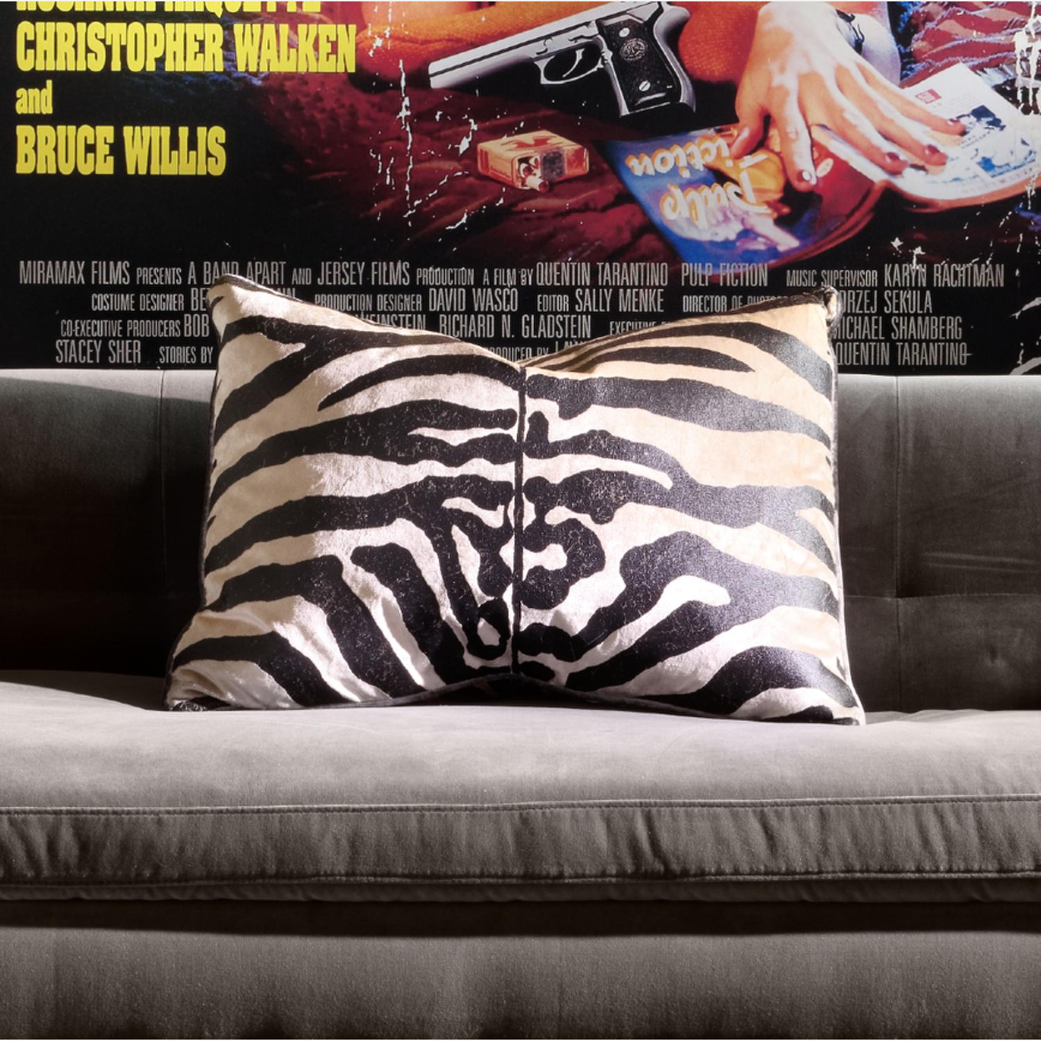 Arazova Zebra Sustainable Feather Cushion 55cm X 40cm - Andrew Martin Velvet Animal