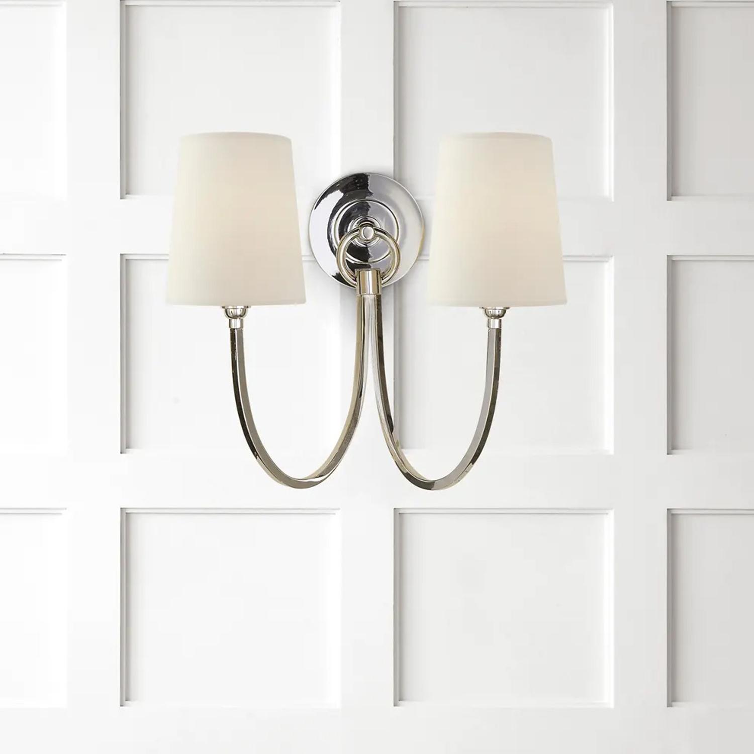 Reed Double Wall Light Nickel Light Double Polished Nickel - Andrew Martin