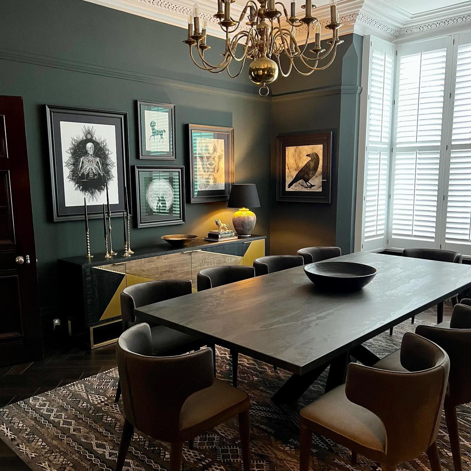 Juno Dining Chair Grey Chair Grey Black - Andrew Martin Velvet