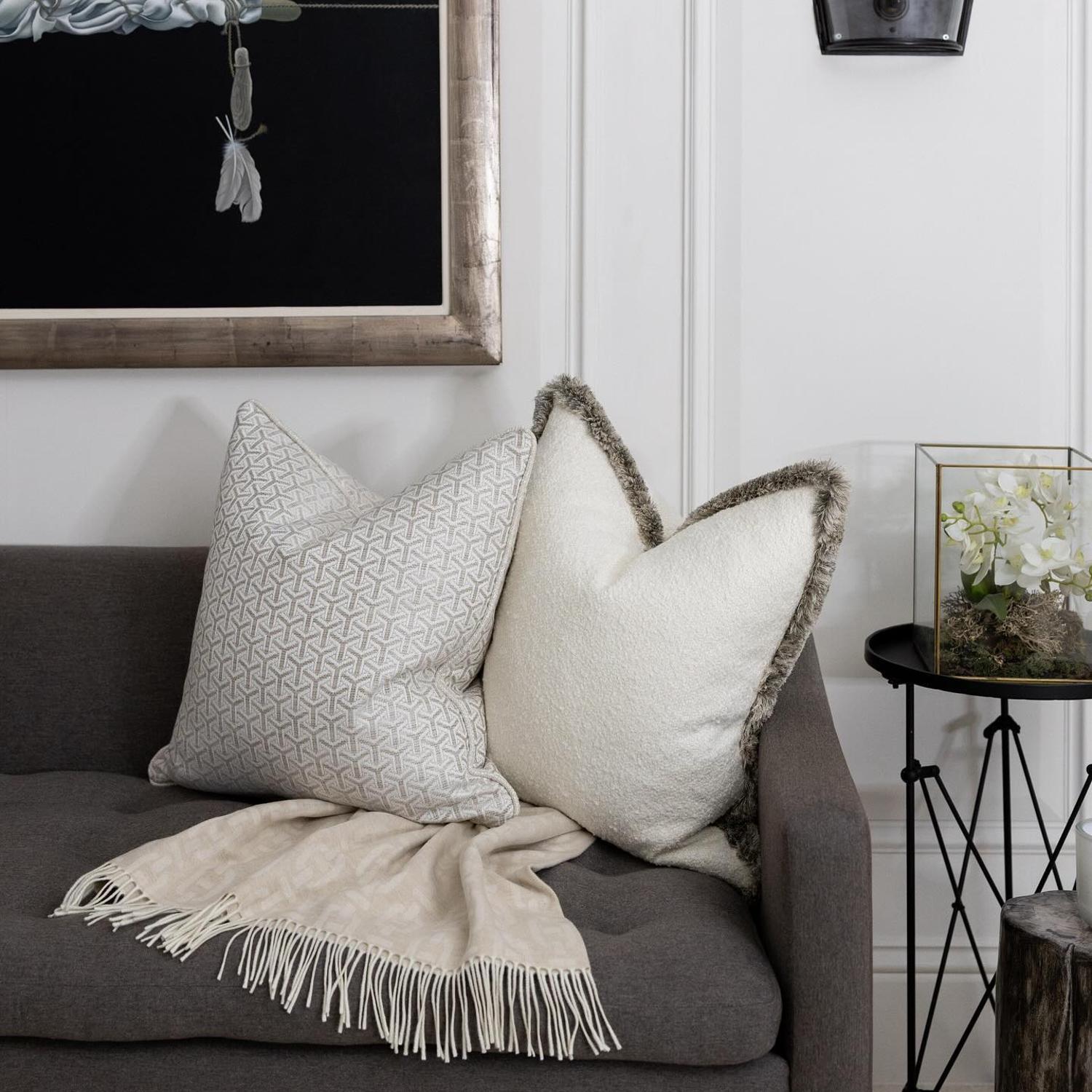 Monte String Sustainable Feather Cushion 55cm X 55cm - Andrew Martin Sophie Paterson Linen Blend Geometric