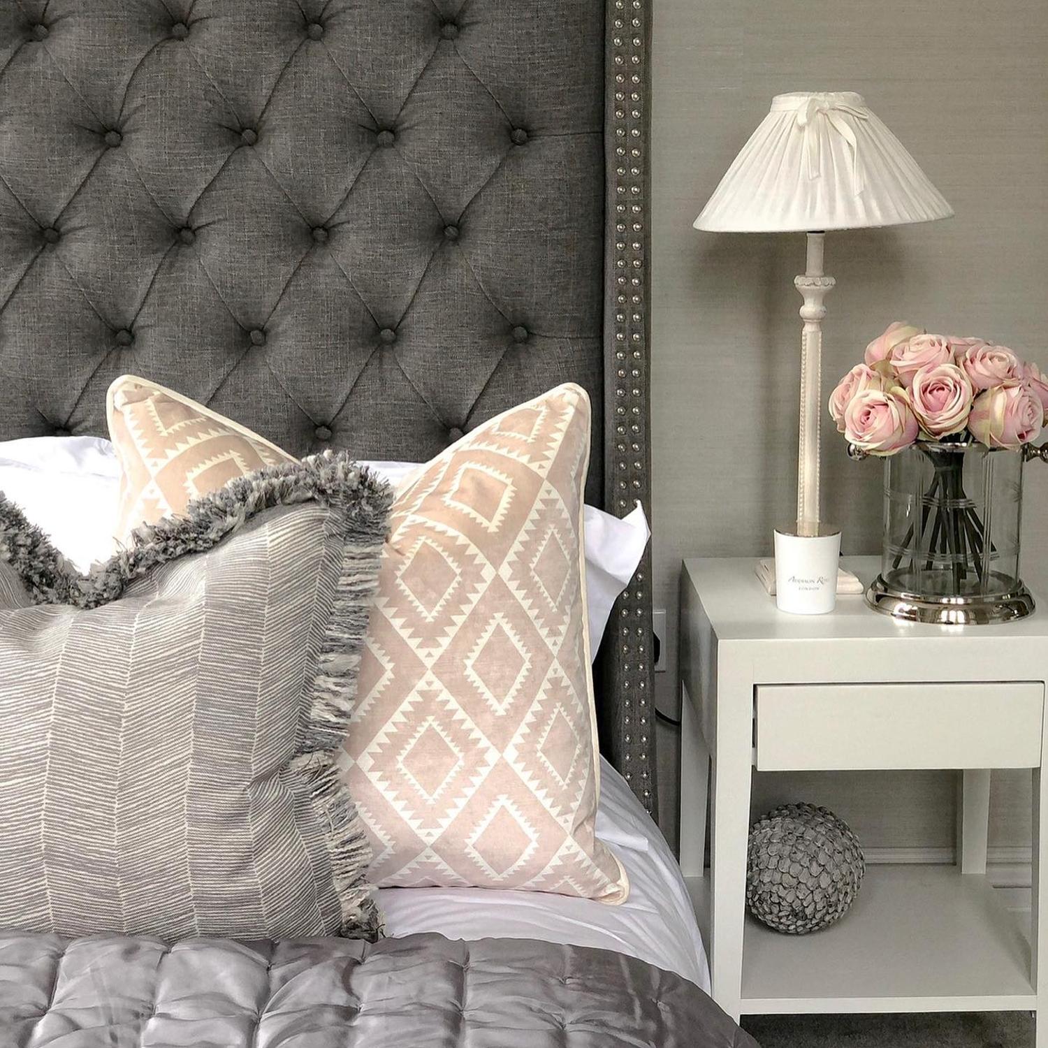 Fasano Storm Mattinata Sustainable Feather Cushion - Andrew Martin Sophie Paterson Eco-conscious With Trim Fringe Linen Blend Herringbone