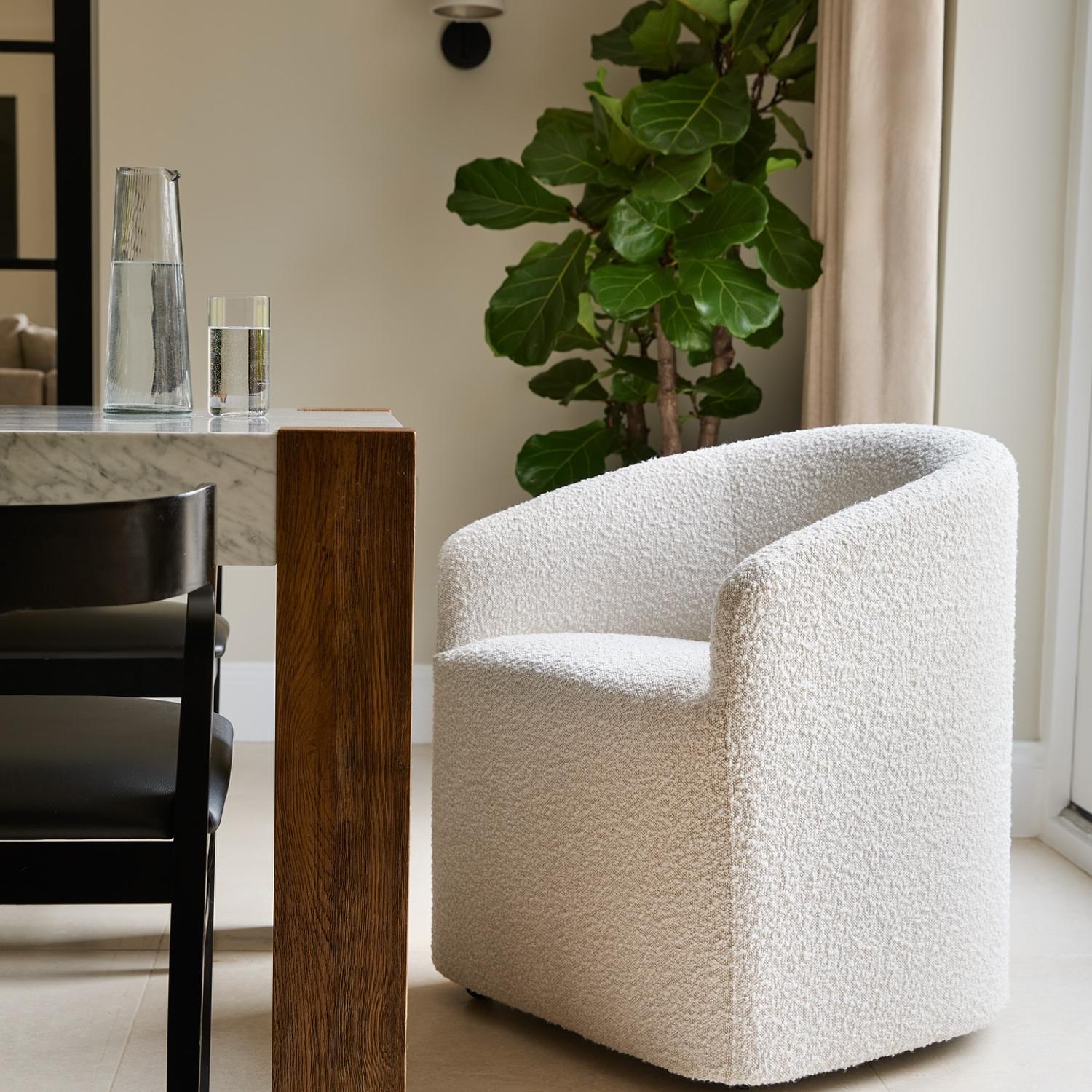 Alto Dining Chair Boucle Cream Dining Arm Chair Jacquard Boucle - Andrew Martin Boucle Other Fabric