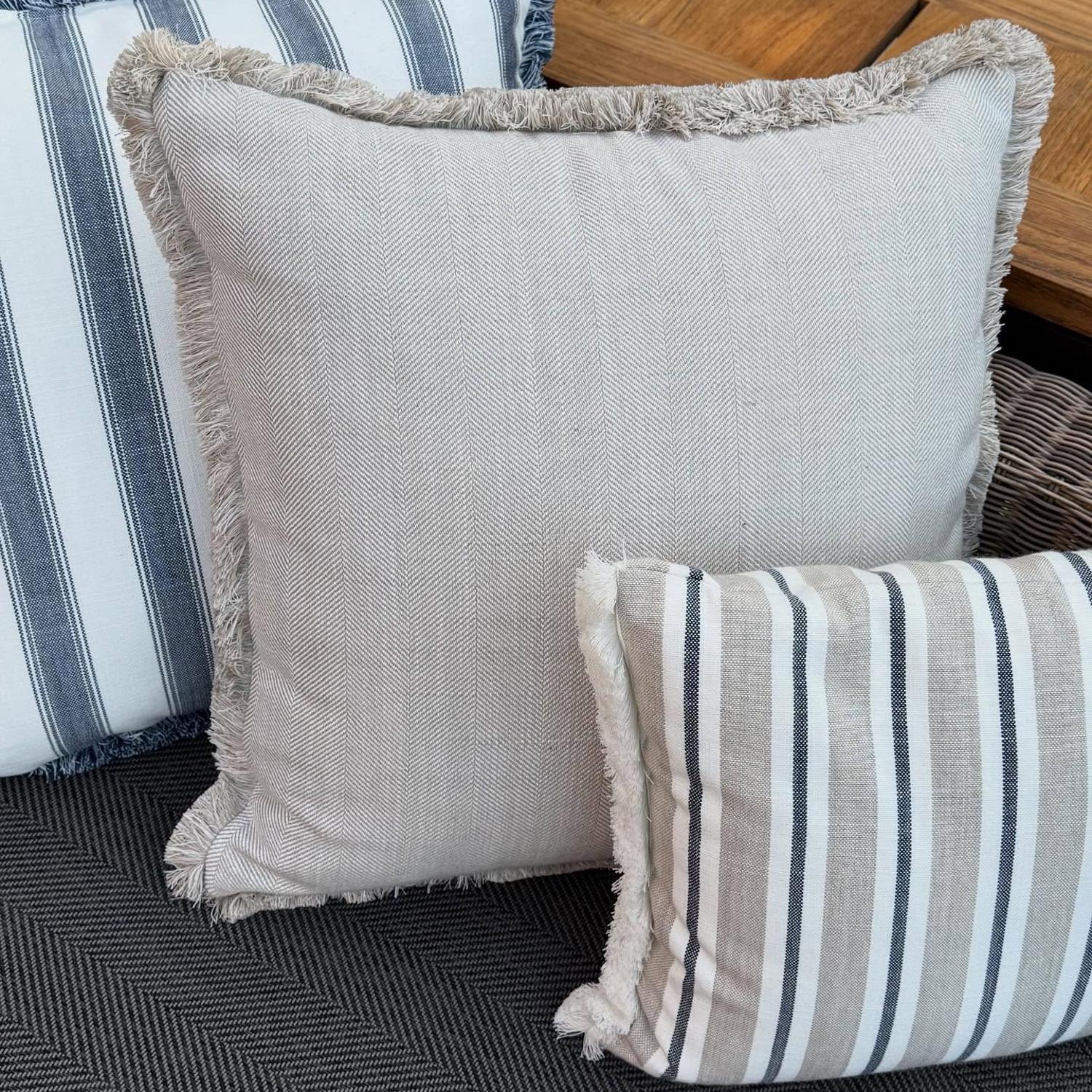 Riviera Sand Hollowfibre Cushion 55cm X 55cm - Andrew Martin Sophie Paterson Herringbone