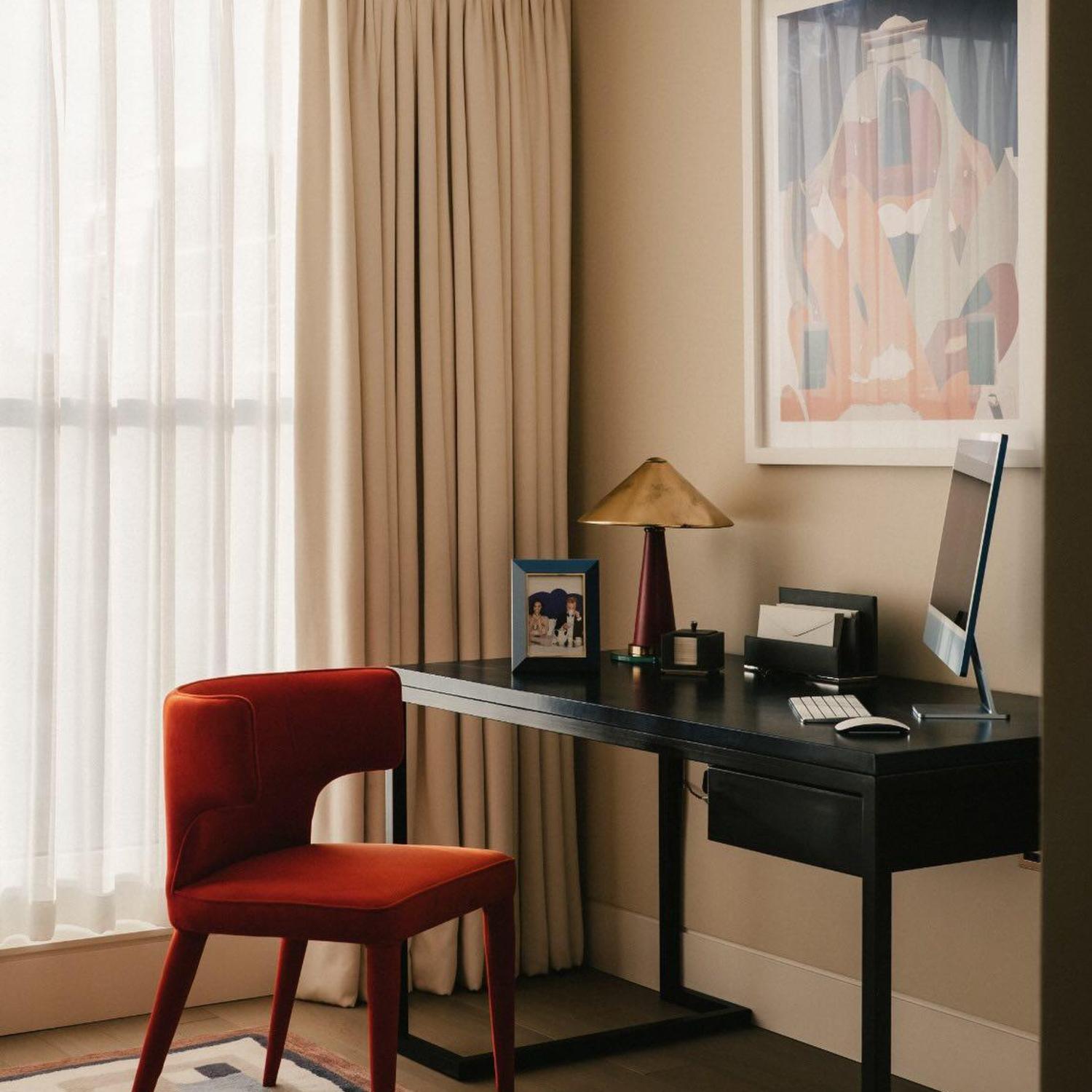 Juno Dining Chair Orange Chair Orange - Andrew Martin Velvet