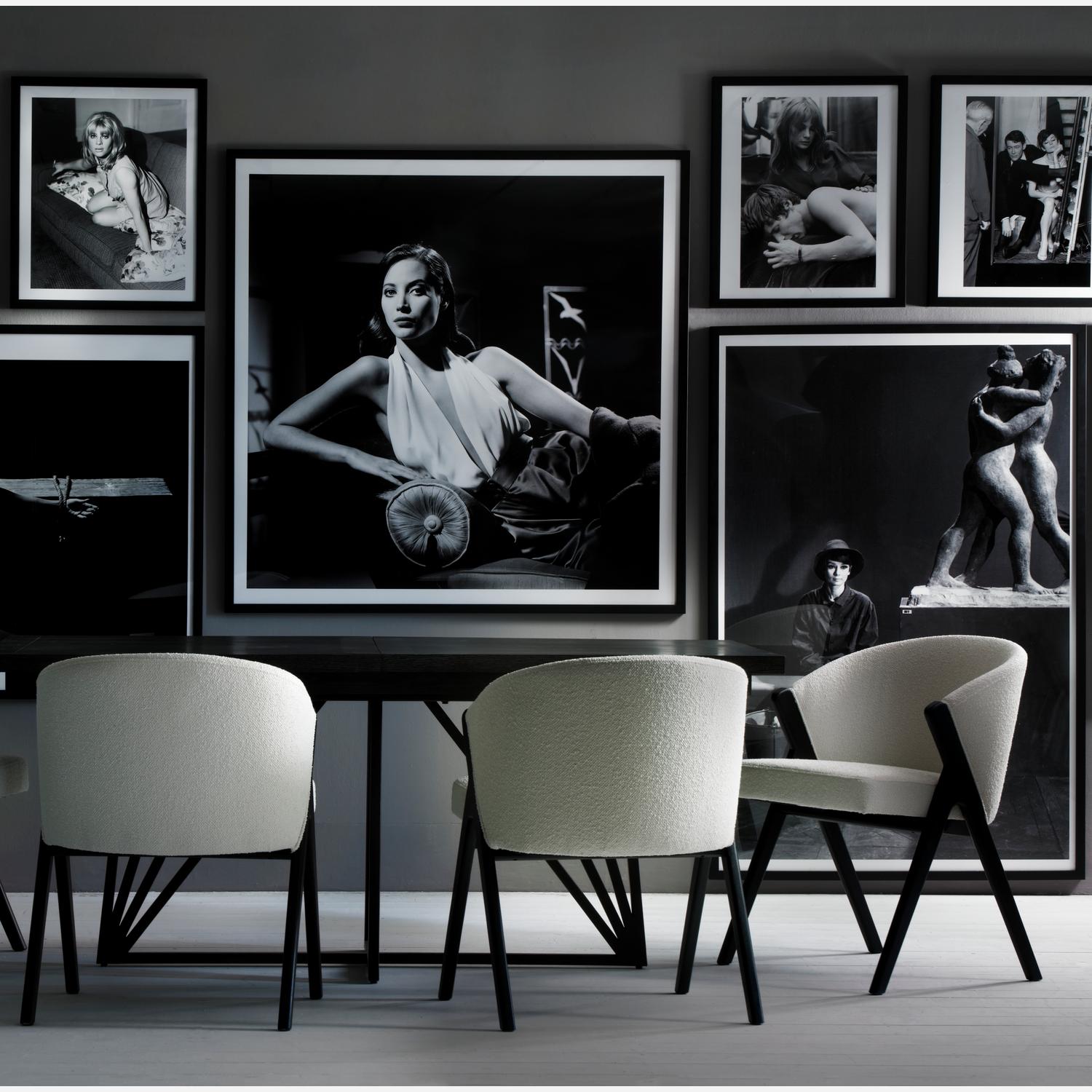 Ciri Dining Chair Dining Chair Black White Light Neutral - Andrew Martin Boucle