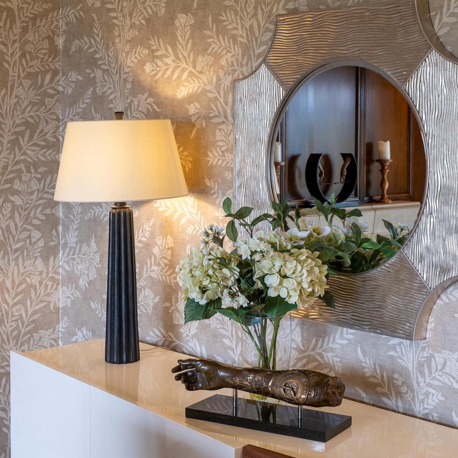 Fluted Spire Table Lamp Iron Table Lamp Aged Iron - Andrew Martin