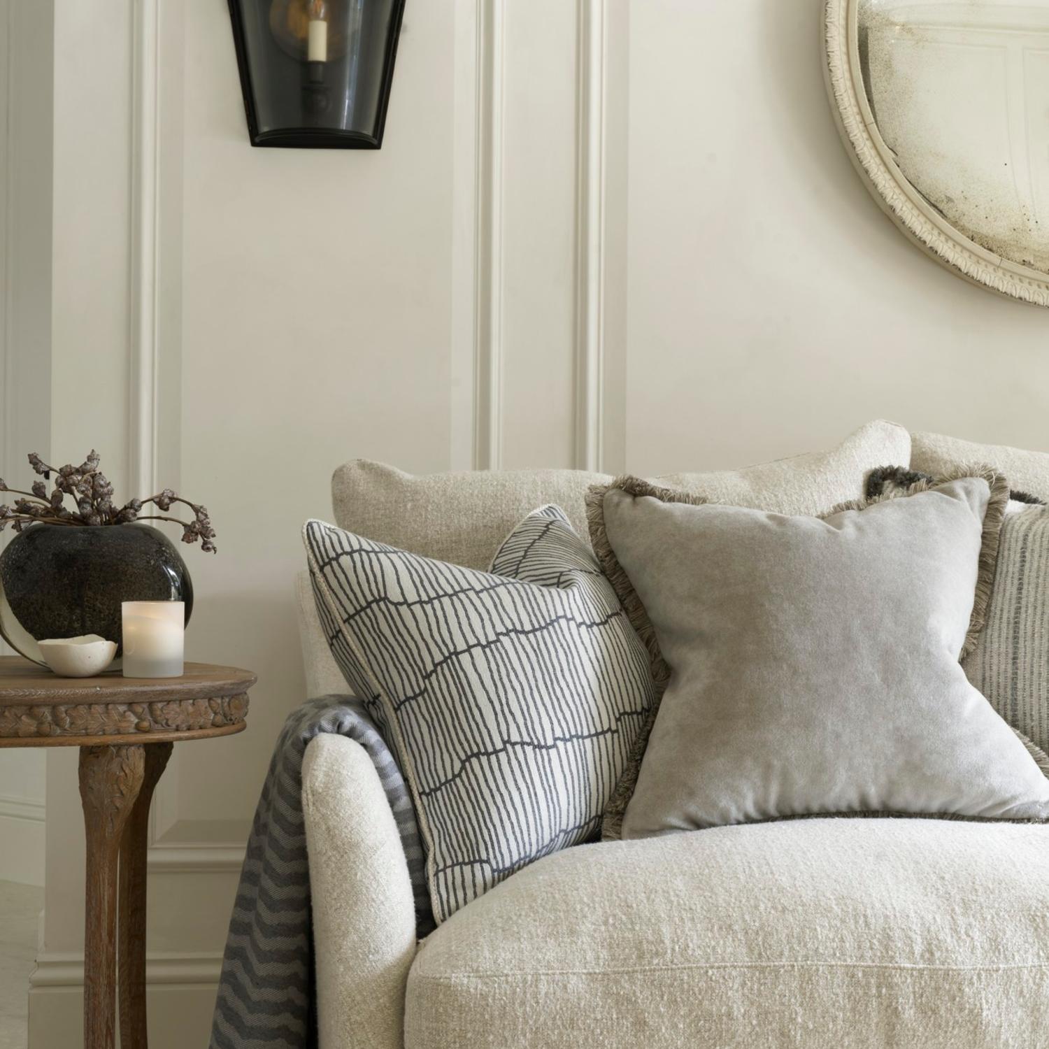 Canale Storm Sustainable Feather Cushion - Andrew Martin Sophie Paterson Cotton Blend Linen Blend Viscose Blend Geometric