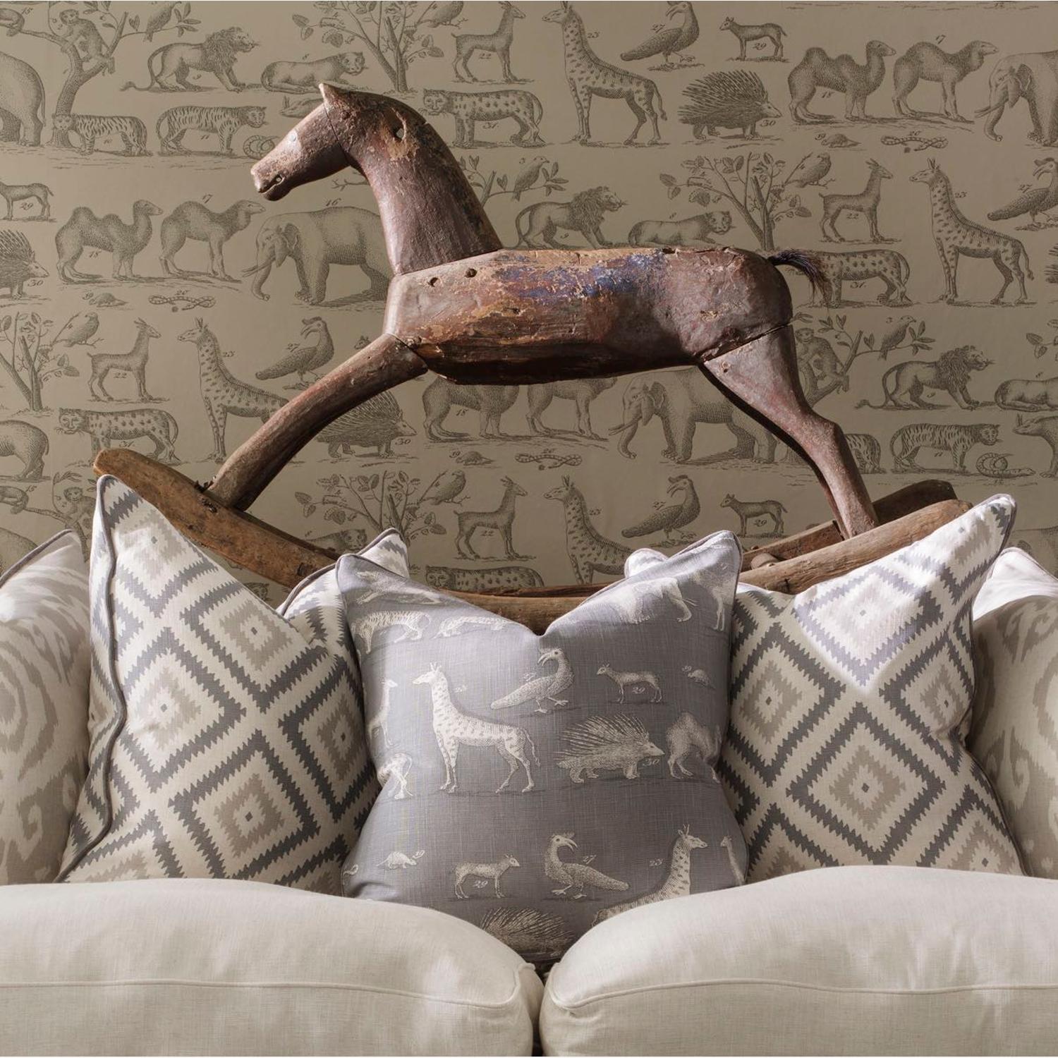 Kingdom Storm Sustainable Feather Cushion 55cm X 55cm - Andrew Martin Eco-conscious Linen Blend Viscose Blend Animal